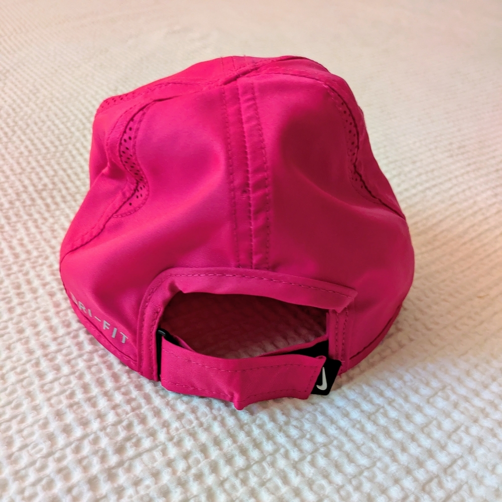 Nike Dri-fit Featherlight Pink Cap Running Hat Dark Fuschia - Picture 3 of 7